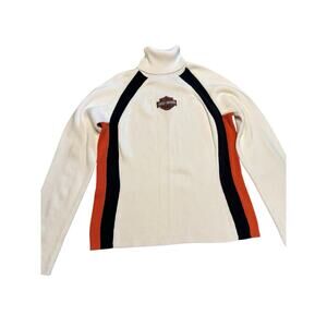 Harley Davidson Turtleneck Sweater Size L White 100% Cotton